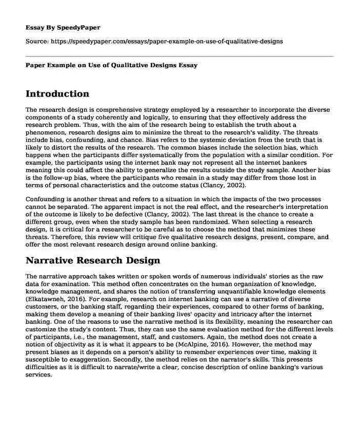 Paper Example on Use of Qualitative Designs