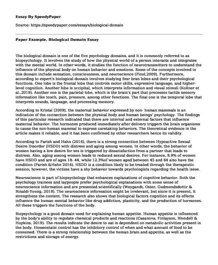 Paper Example. Biological Domain