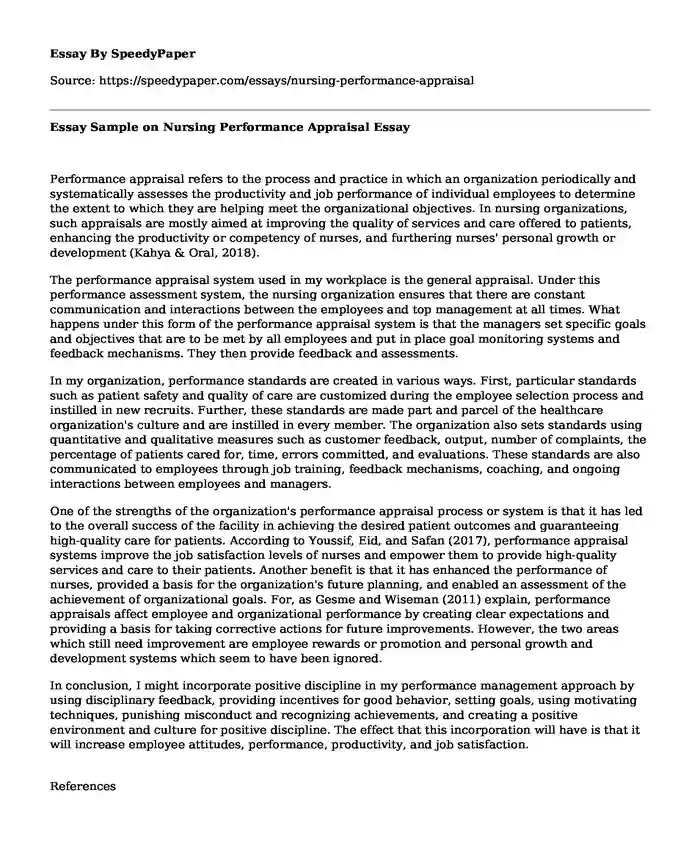 essay-sample-on-nursing-performance-appraisal-speedypaper