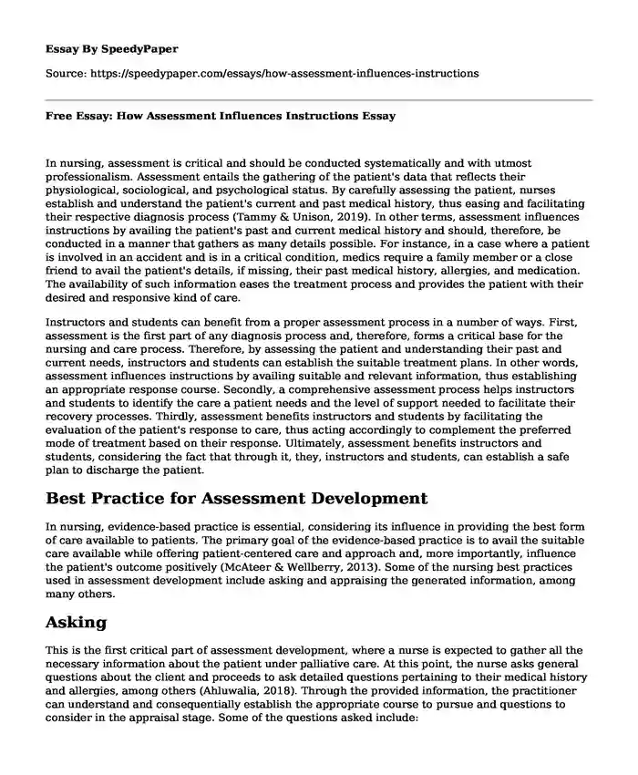 Free Essay: How Assessment Influences Instructions
