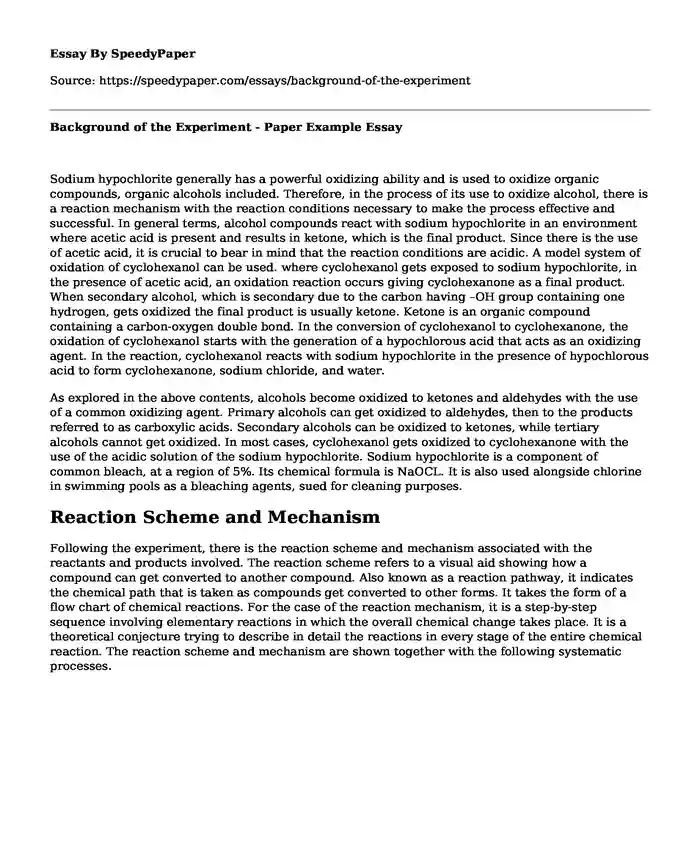 Background of the Experiment - Paper Example