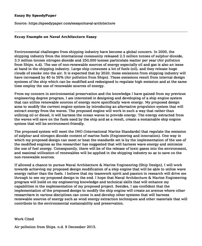 Eccay Example on Naval Architecture
