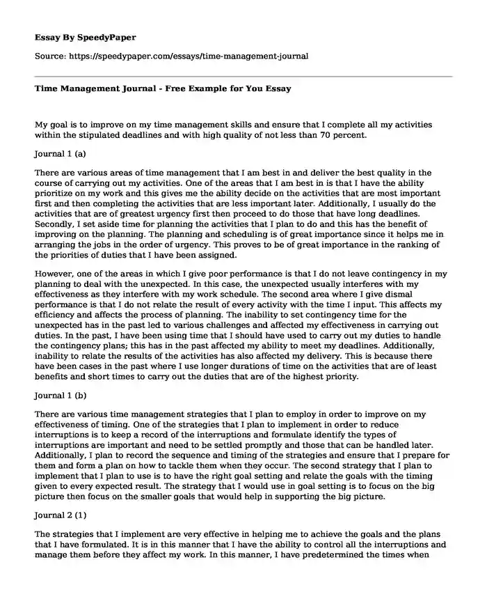 what is time management essay