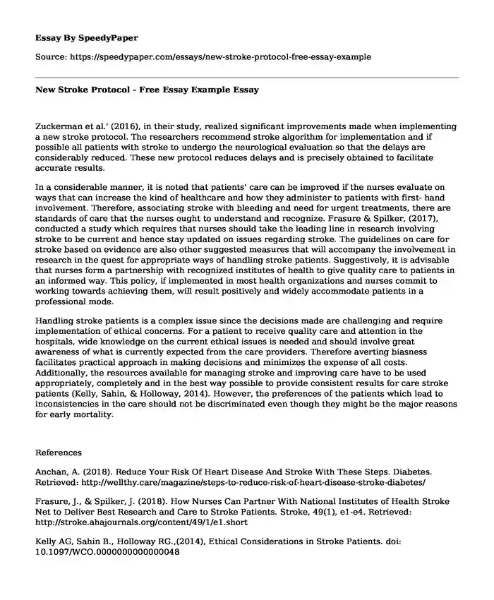 New Stroke Protocol - Free Essay Example