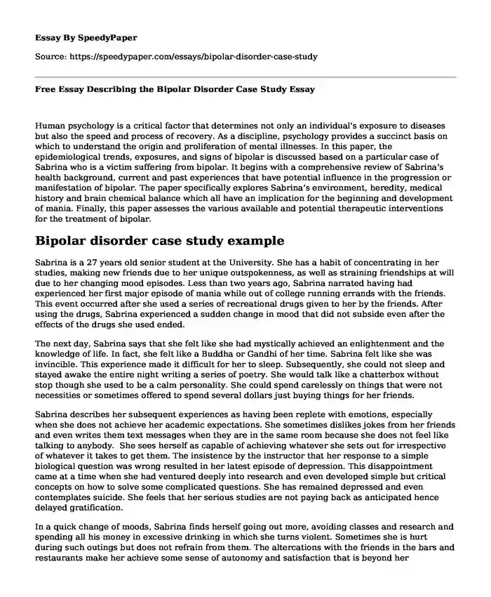 social work essay bipolar assessment