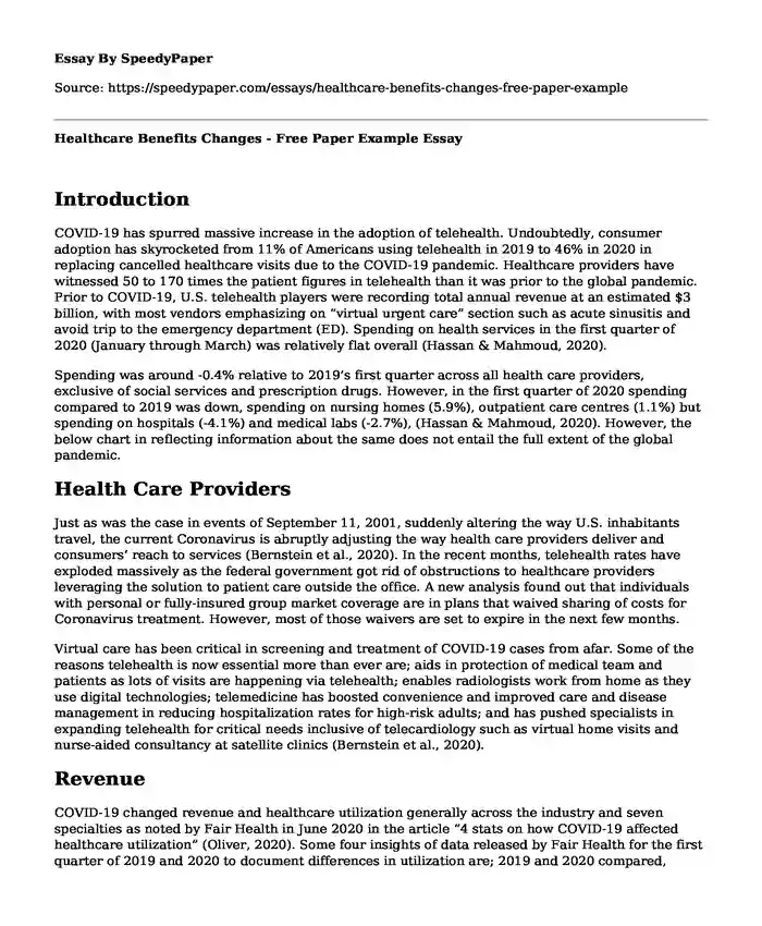 Healthcare Benefits Changes - Free Paper Example