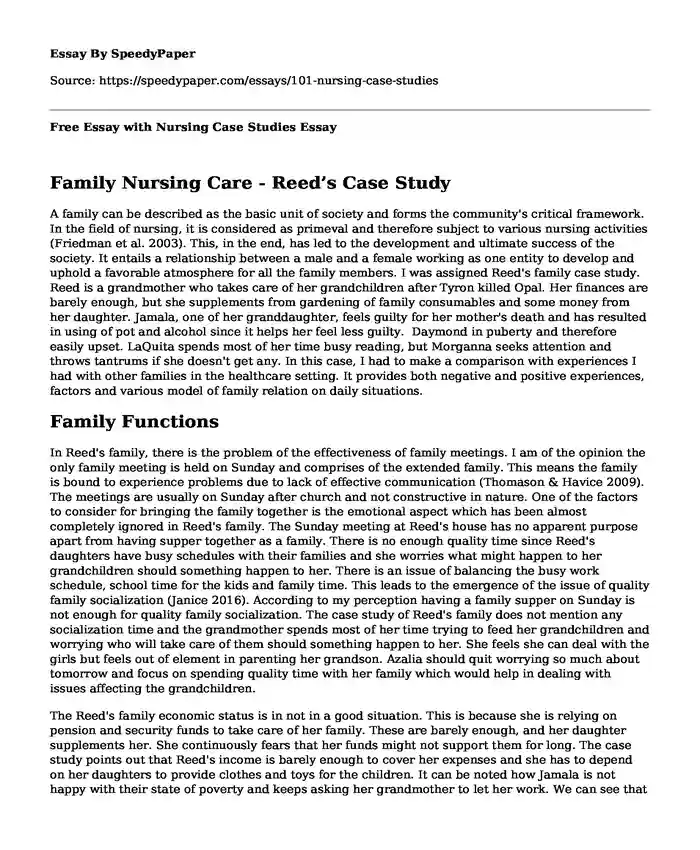 Free Essay with Nursing Case Studies