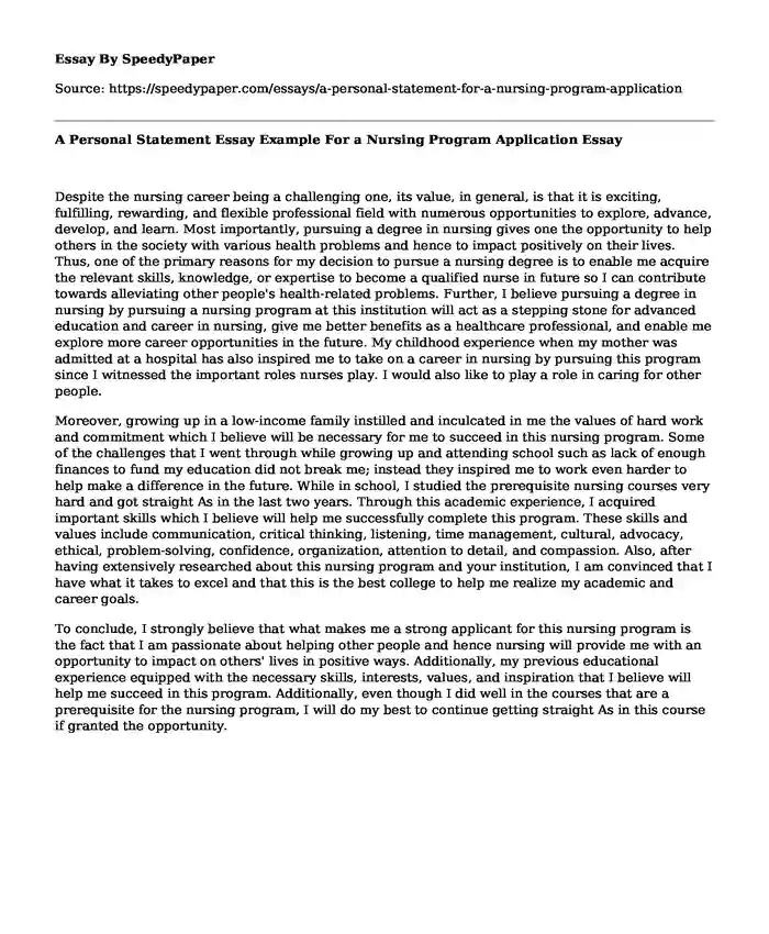 nursing program entrance essay