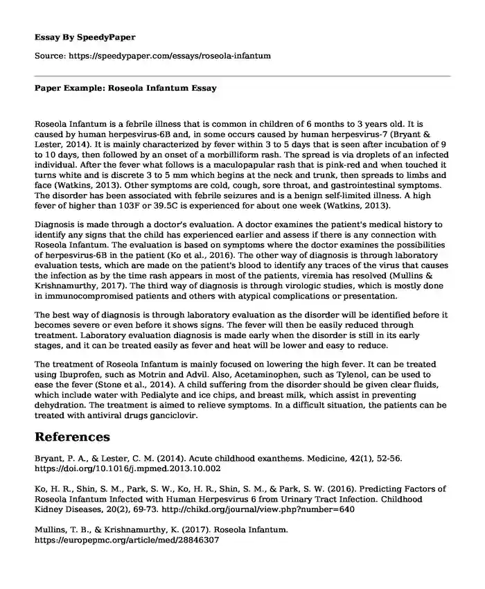 Paper Example: Roseola Infantum