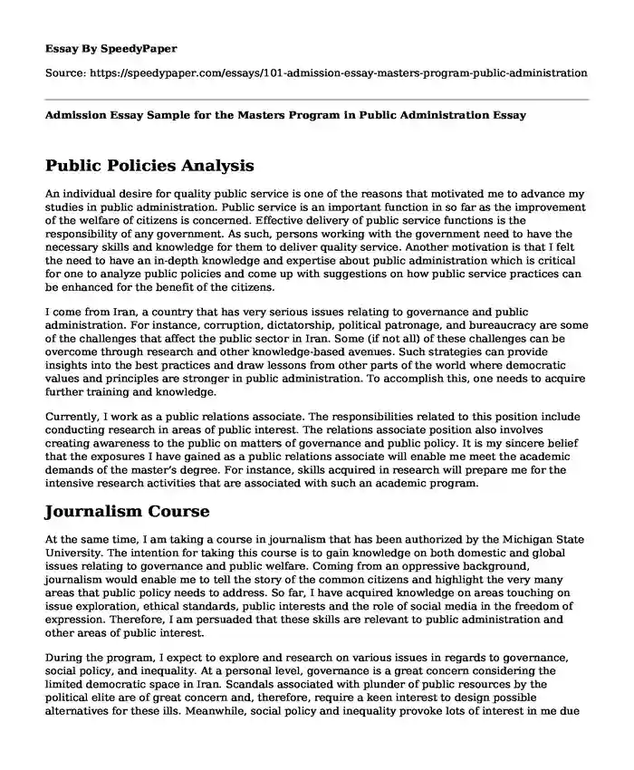 thesis topics for master in public administration