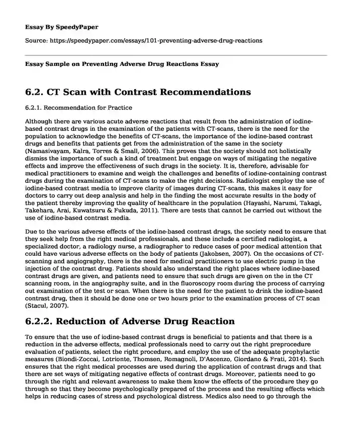 Essay Sample on Preventing Adverse Drug Reactions