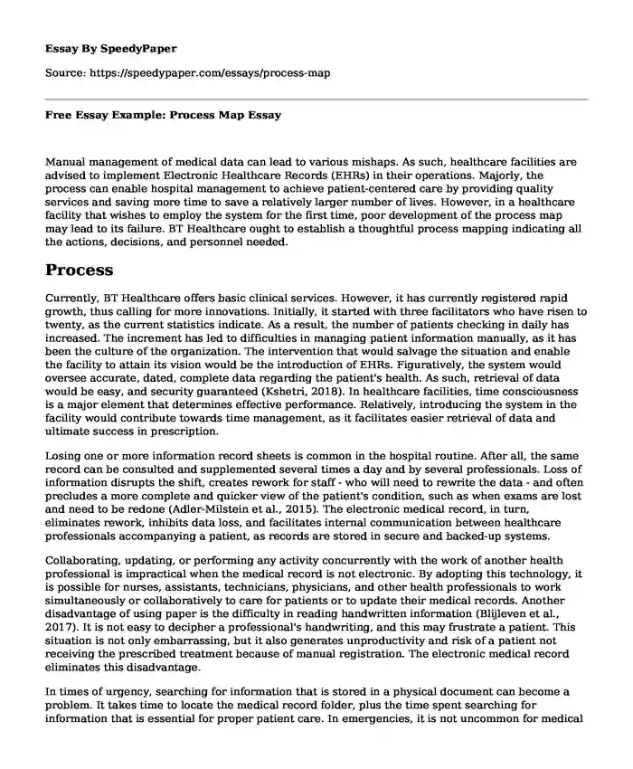 Free Essay Example: Process Map