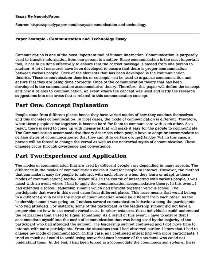 Paper Example - Communication and Technology