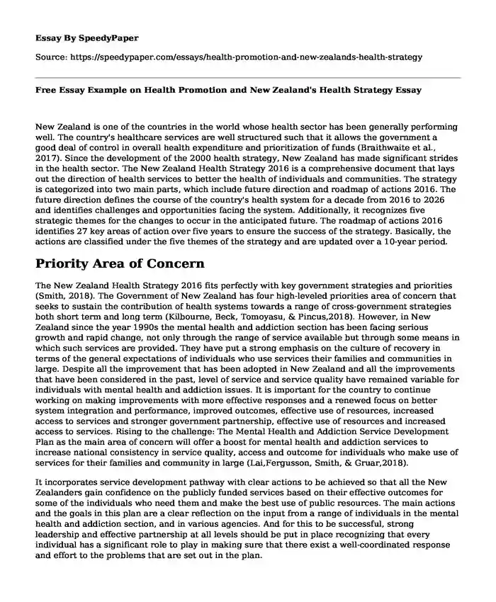 Free Essay Example on Health Promotion and New Zealand's Health Strategy