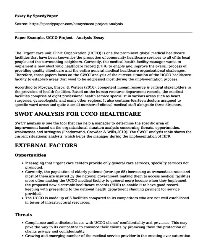 Paper Example. UCCO Project - Analysis