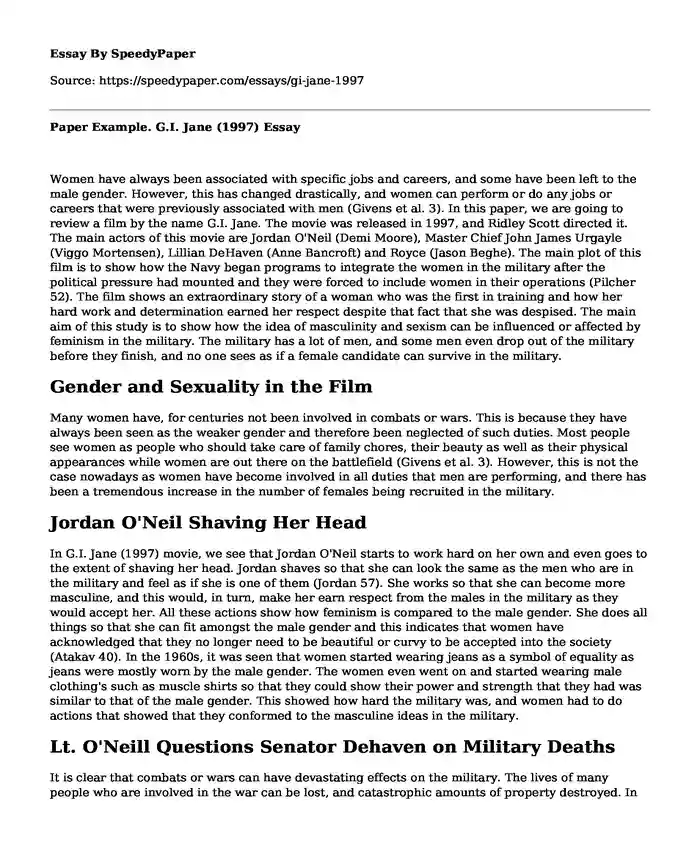 Paper Example. G.I. Jane (1997)