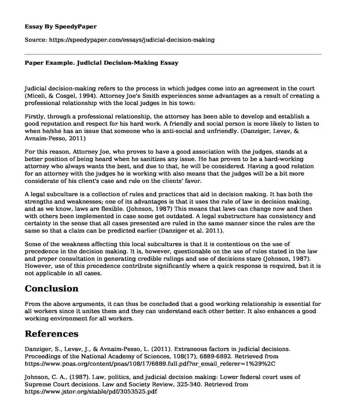 Paper Example. Judicial Decision-Making