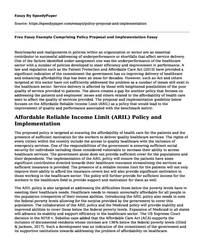 Free Essay Example Comprising Policy Proposal and Implementation