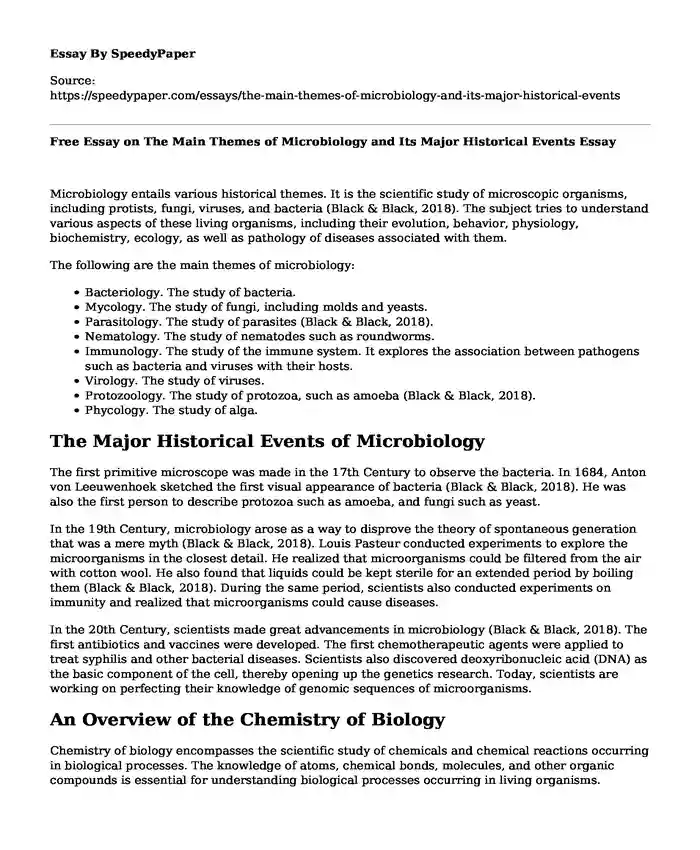 Free Essay on The Main Themes of Microbiology and Its Major Historical Events