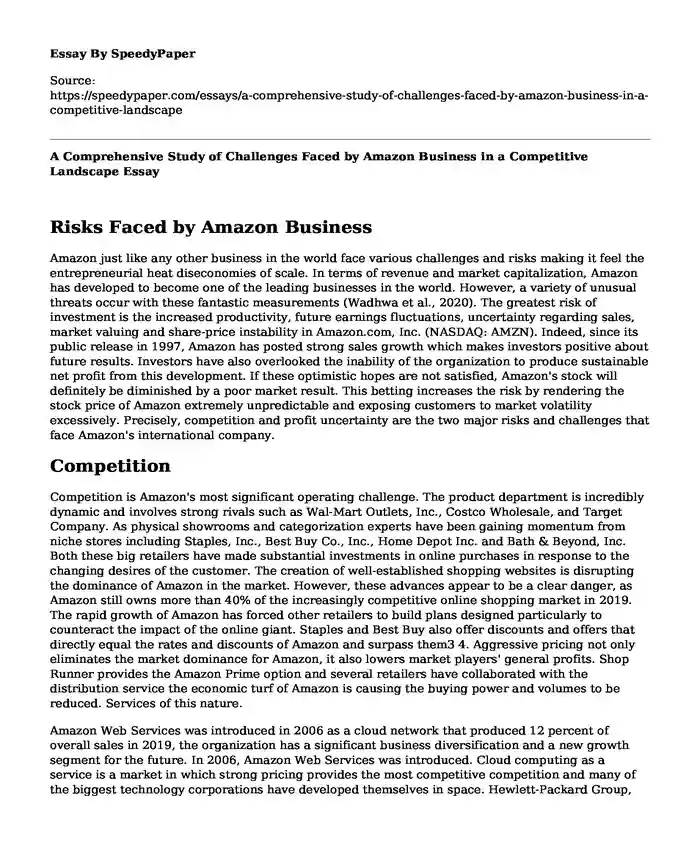 A Comprehensive Study of Challenges Faced by Amazon Business in a Competitive Landscape