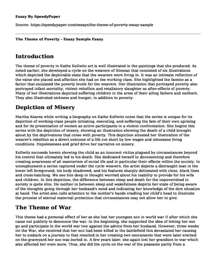The Theme of Poverty - Essay Sample