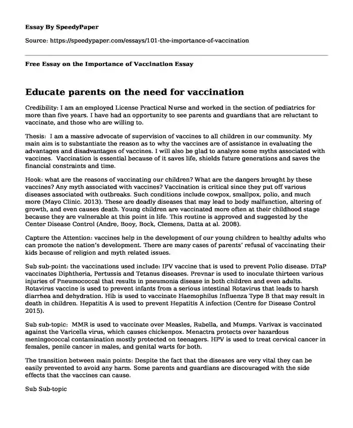 essay on vaccination