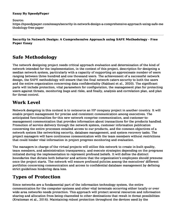 Security in Network Design: A Comprehensive Approach using SAFE Methodology - Free Paper