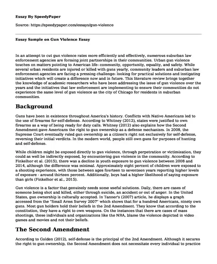 📚 Essay Sample on Gun Violence | SpeedyPaper.com