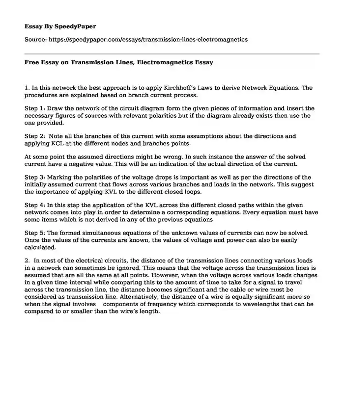 Free Essay on Transmission Lines, Electromagnetics