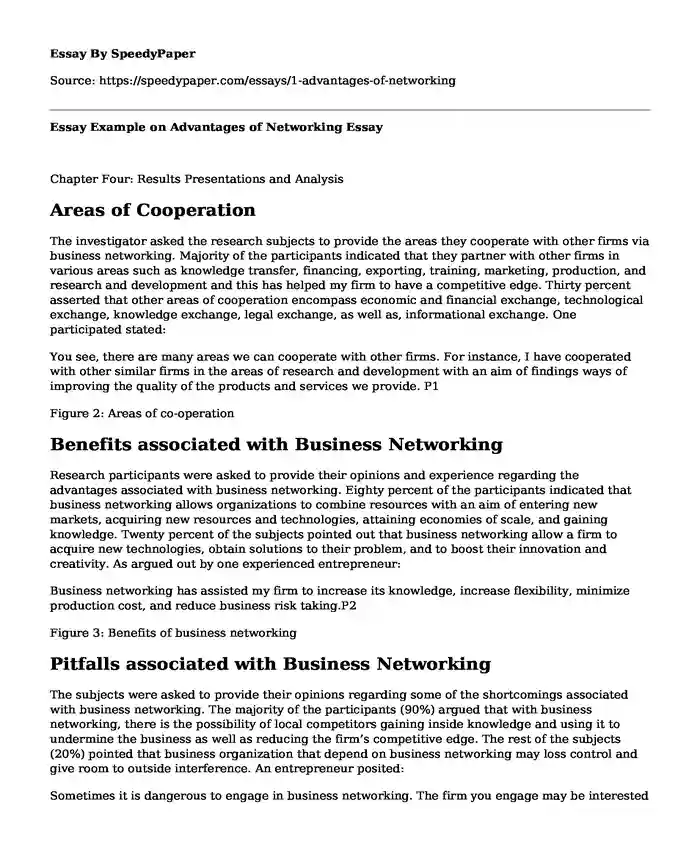 Essay Example on Advantages of Networking