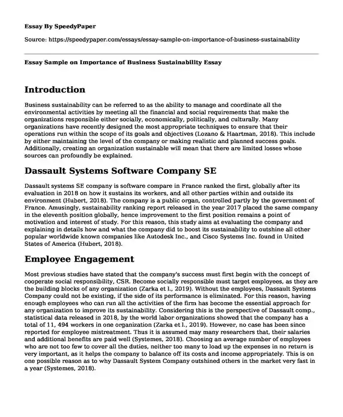 Essay Sample on Importance of Business Sustainability