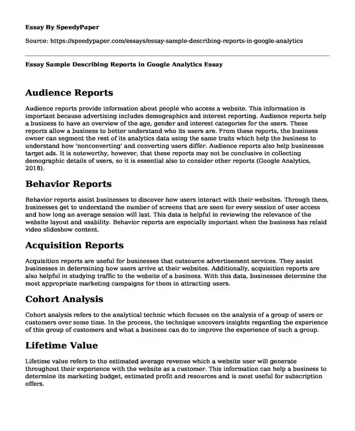 data analytics sample reports