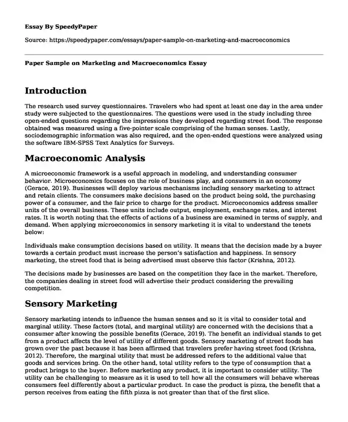 Paper Sample on Marketing and Macroeconomics