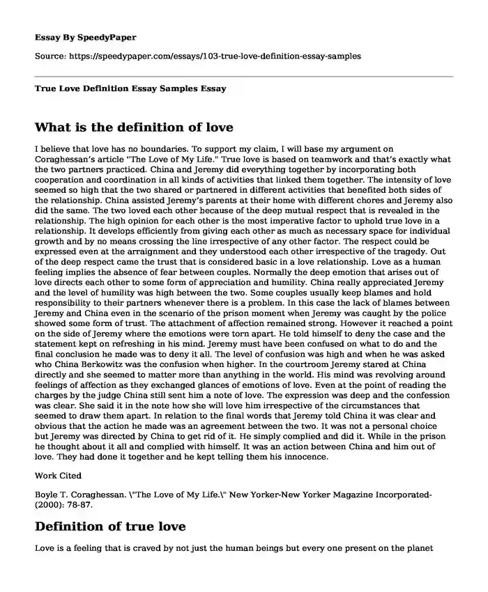 introduction to an essay about love