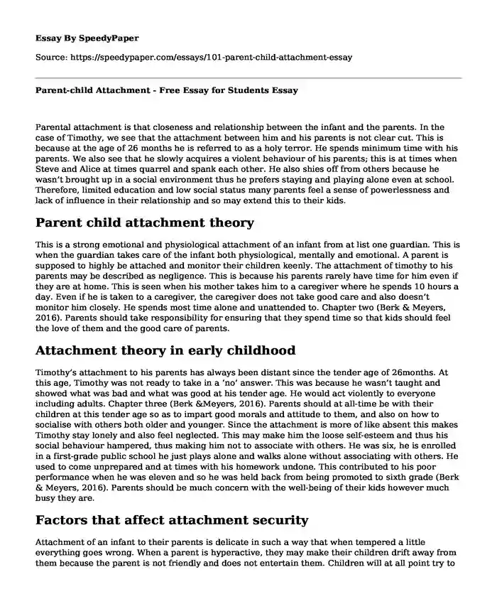 attachment essay