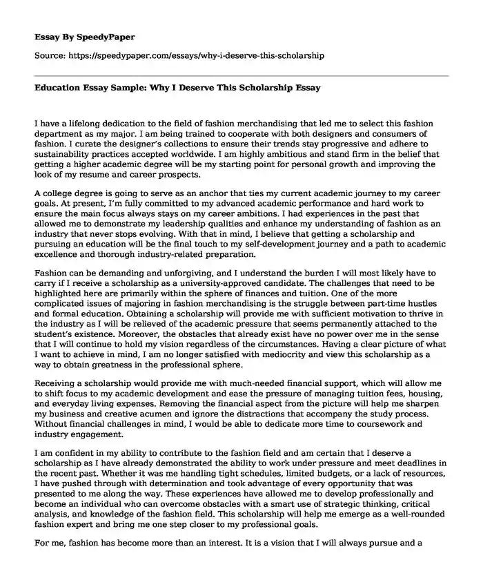 Sample Scholarship Essay Why I Deserve The Document T Vrogue co