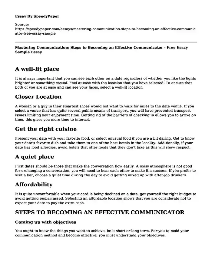 Mastering Communication: Steps to Becoming an Effective Communicator - Free Essay Sample