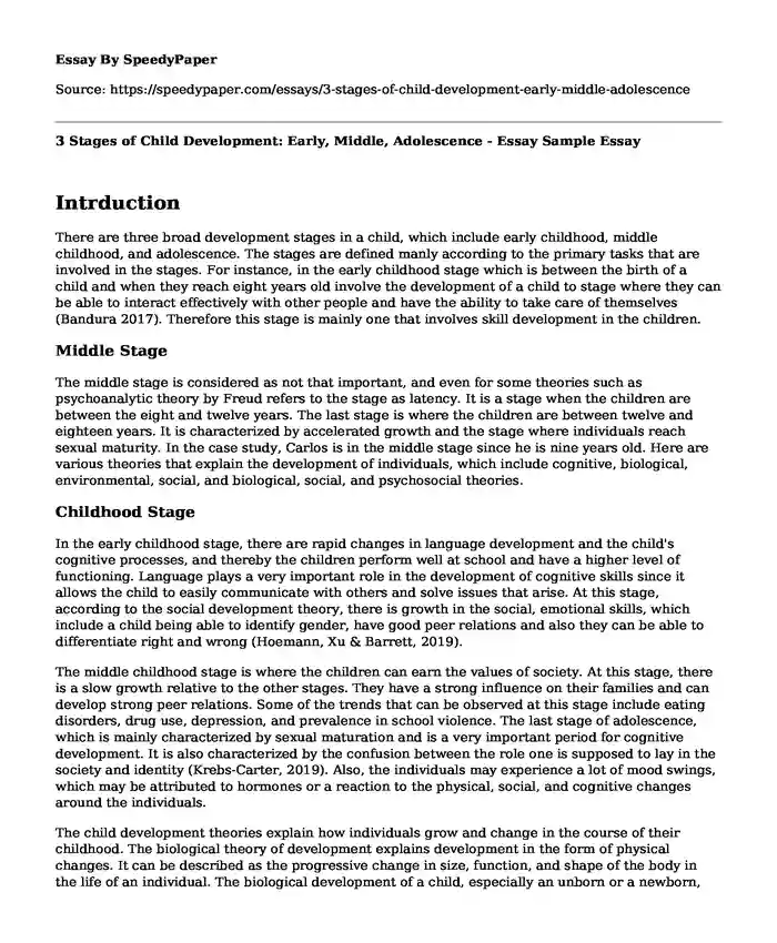 3 Stages of Child Development Early Middle Adolescence