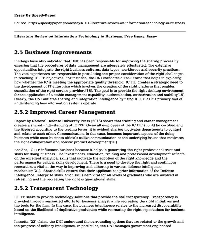Literature Review on Information Technology in Business. Free Essay.
