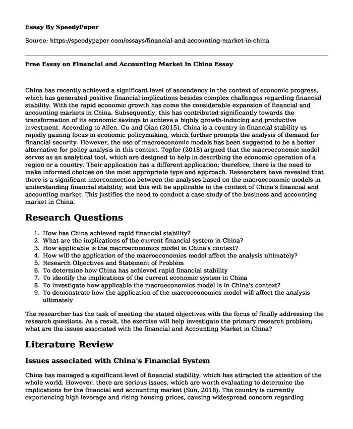Free Essay on Financial and Accounting Market in China