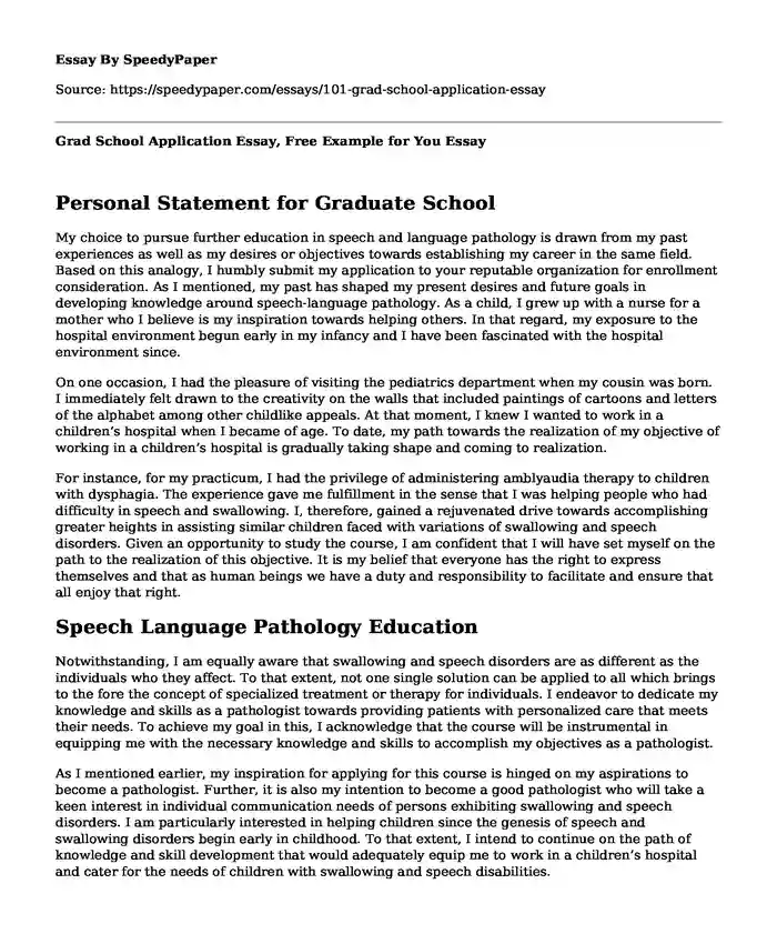 Grad School Application Essay Free Example For You SpeedyPaper Com   101 Grad School Application Essay.webp