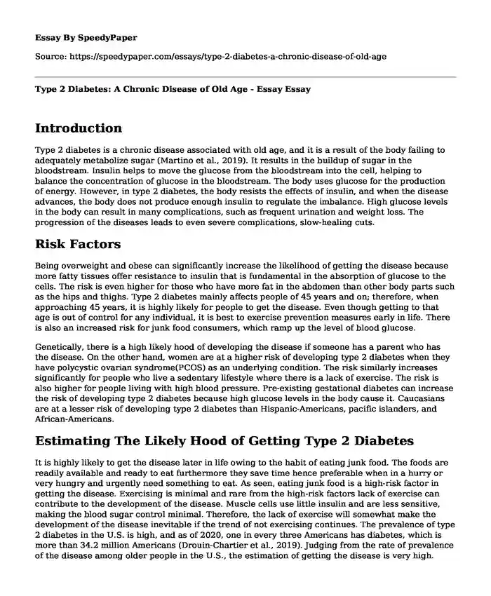 Type 2 Diabetes: A Chronic Disease of Old Age - Essay