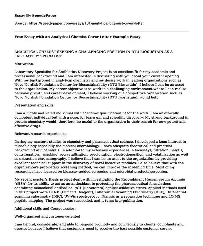 Free Essay With An Analytical Chemist Cover Letter Example   101 Analytical Chemist Cover Letter.webp