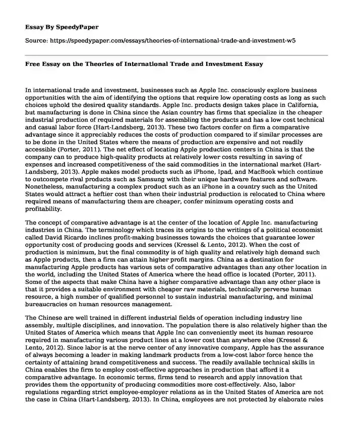 free-essay-on-the-theories-of-international-trade-and-investment