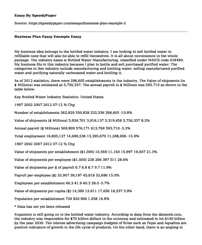 essay business plan