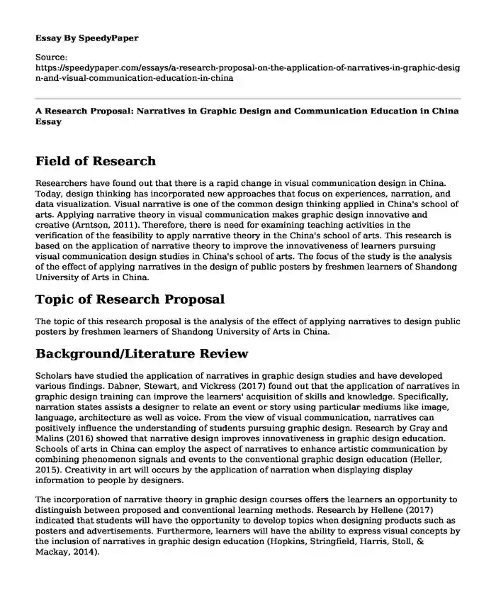 A Research Proposal: Narratives in Graphic Design and Communication Education in China