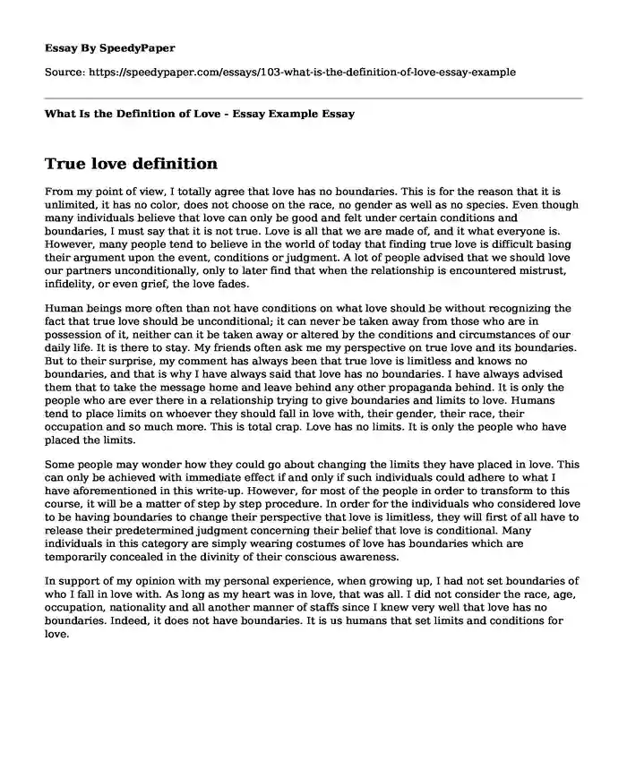 true love definition essay