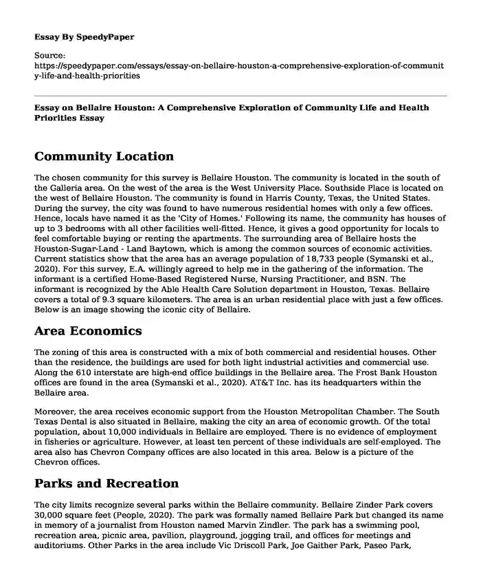 Essay on Bellaire Houston: A Comprehensive Exploration of Community Life and Health Priorities