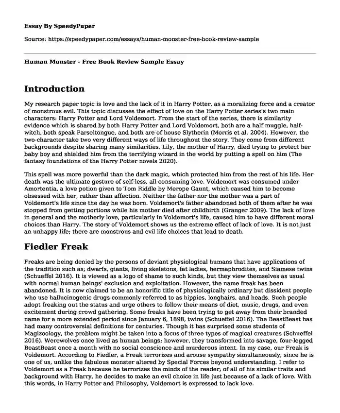 Human Monster - Free Book Review Sample