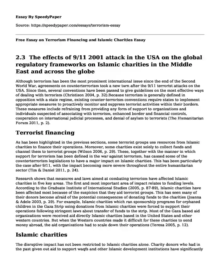 Free Essay on Terrorism Financing and Islamic Charities